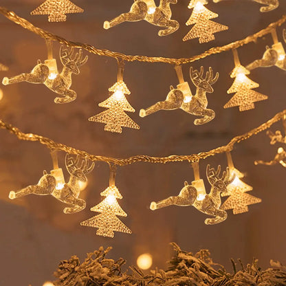 Christmas Tree & Snowflake LED String Lights Banner – 2023 Home Decor Fairy Light Pendant