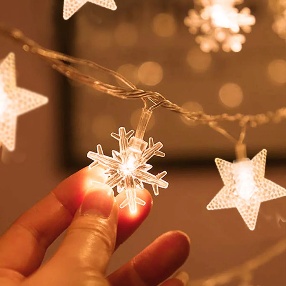 Christmas Tree & Snowflake LED String Lights Banner – 2023 Home Decor Fairy Light Pendant