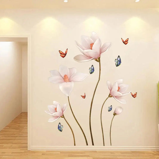 3D Butterfly & Flower Wall Sticker – 112x70CM Removable PVC Decor