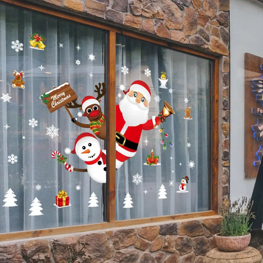 Christmas Wall & Window Stickers – 2024 Merry Christmas Home Decorations & New Year Ornaments