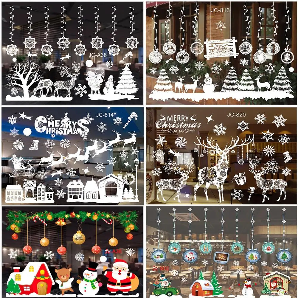 Christmas Wall & Window Stickers – 2024 Merry Christmas Home Decorations & New Year Ornaments