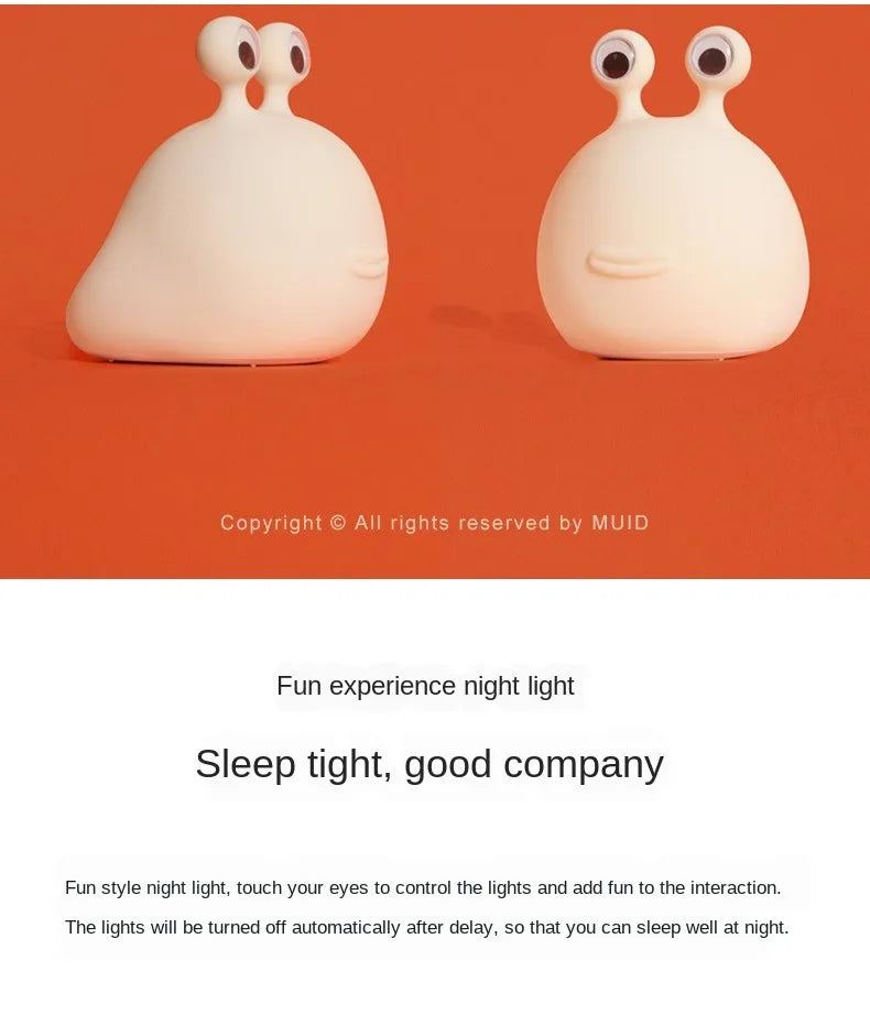 Cartoon Slug LED Night Light – Silicone Bedside Lamp | Eye-Protection Floor Lamp for Baby Room, Sleeping & Feeding | Kids Decor Toy