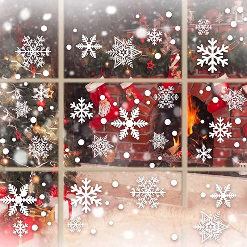 27pcs White Snowflake Window Decals – Festive Christmas & Winter Wall Stickers