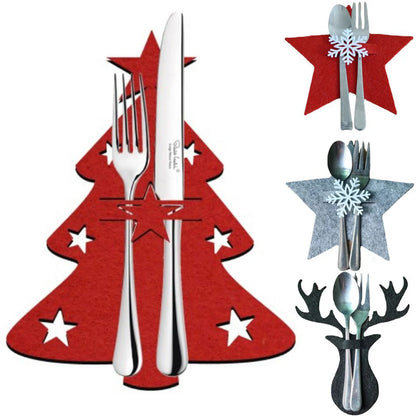 4PCS Christmas Cutlery Holders – 44 Styles Elk & Xmas Tree Fork and Knife Pockets