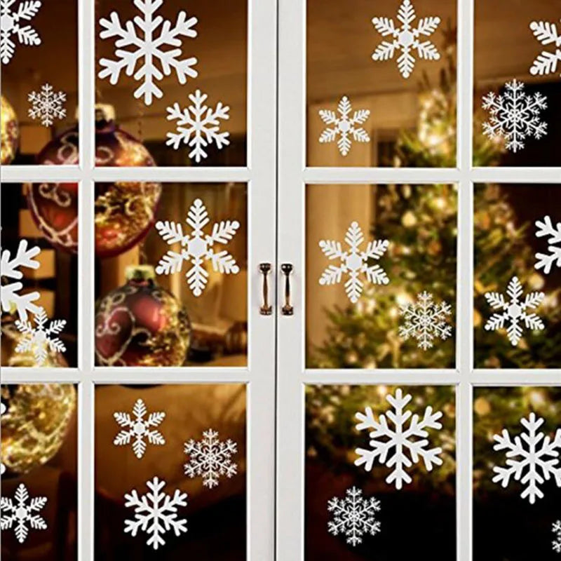 27pcs White Snowflake Window Decals – Festive Christmas & Winter Wall Stickers