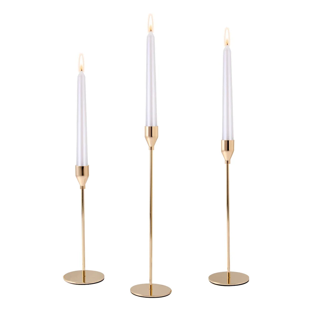 Modern Gold Metal Candlestick Holders – Elegant Tapered Candle Holders