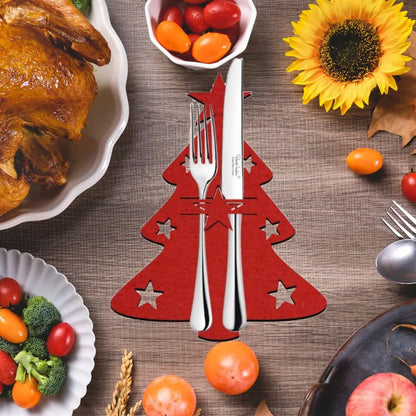 4PCS Christmas Cutlery Holders – 44 Styles Elk & Xmas Tree Fork and Knife Pockets