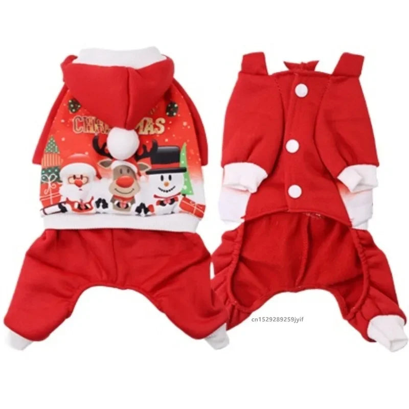 Winter Dog Christmas Jumpsuit – Warm Pet Jacket for Small & Medium Dogs, Cats, and Puppies