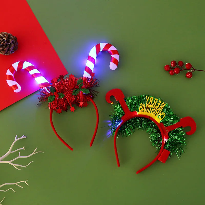 LED Christmas Headband – Snowflake & Xmas Tree Hair Band for 2024 Holiday Decor & Gifts