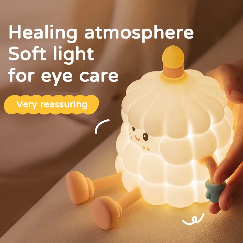 Cake Night Light – Silicone Touch Bedside Lamp for Kids | Kawaii Baby Room Decor & Cartoon Ambient Lighting | Perfect Birthday Gift