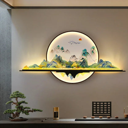 BRIGHT Modern Picture Wall Light – LED Chinese Landscape Mural Lamp for Living Room, Study, Bedroom & Home Decor