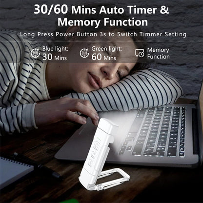 Book Light with Timer – USB Rechargeable Clip-On Reading Lamp | 3 Colors & 5 Brightness Levels, Night Light Bookmark