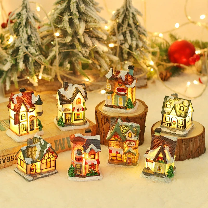 Christmas LED Light Wooden House - Luminous Cabin Ornament