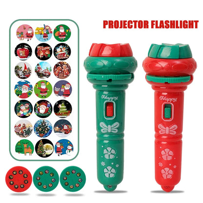 Cartoon Santa Projector Flashlight Toy – Kids’ Educational Night Light & Puzzle Gift for Christmas