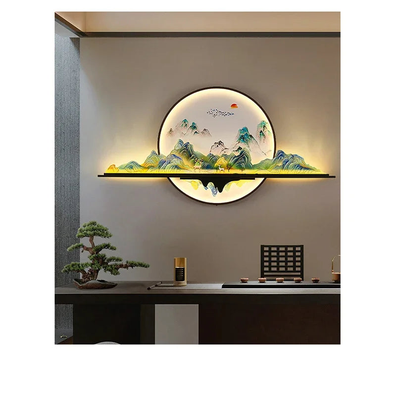 BRIGHT Modern Picture Wall Light – LED Chinese Landscape Mural Lamp for Living Room, Study, Bedroom & Home Decor