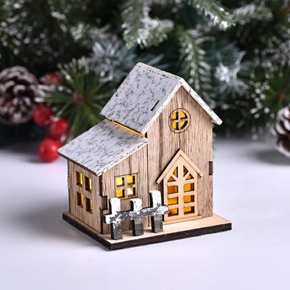 Christmas LED Light Wooden House - Luminous Cabin Ornament