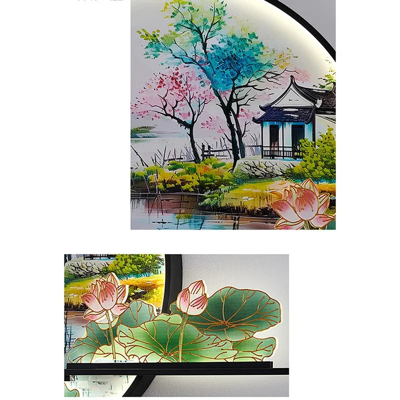 BRIGHT Modern Picture Wall Light – LED Chinese Landscape Mural Lamp for Living Room, Study, Bedroom & Home Decor