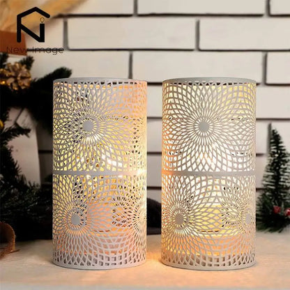 2-Pack Modern Nordic Cylinder Table Lamps – Warm White Night Lights & Candle Holders