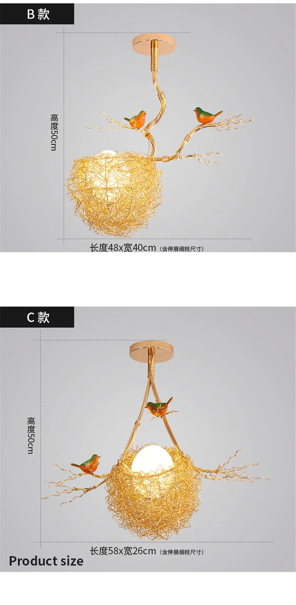 Bird Egg Shaped Chandelier – Rustic Luxury Hanging Minimalist Lamp for Living Room, Dining Table, Kitchen Island & Loft