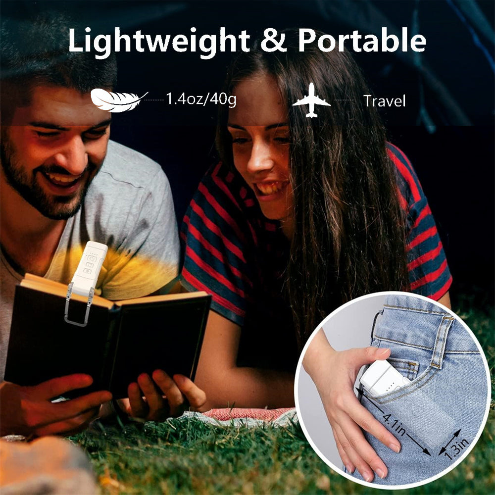 Book Light with Timer – USB Rechargeable Clip-On Reading Lamp | 3 Colors & 5 Brightness Levels, Night Light Bookmark