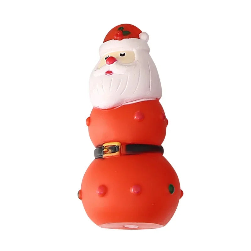 Christmas Pet Toy Set – Santa, Tree & Bowling Squeaky Vinyl Dog Toys