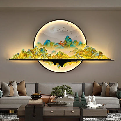 BRIGHT Modern Picture Wall Light – LED Chinese Landscape Mural Lamp for Living Room, Study, Bedroom & Home Decor