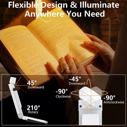 Book Light with Timer – USB Rechargeable Clip-On Reading Lamp | 3 Colors & 5 Brightness Levels, Night Light Bookmark