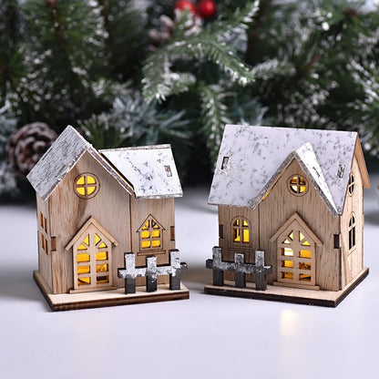 Christmas LED Light Wooden House - Luminous Cabin Ornament