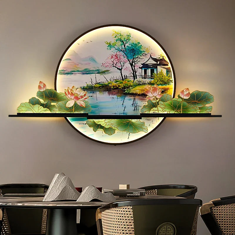 BRIGHT Modern Picture Wall Light – LED Chinese Landscape Mural Lamp for Living Room, Study, Bedroom & Home Decor