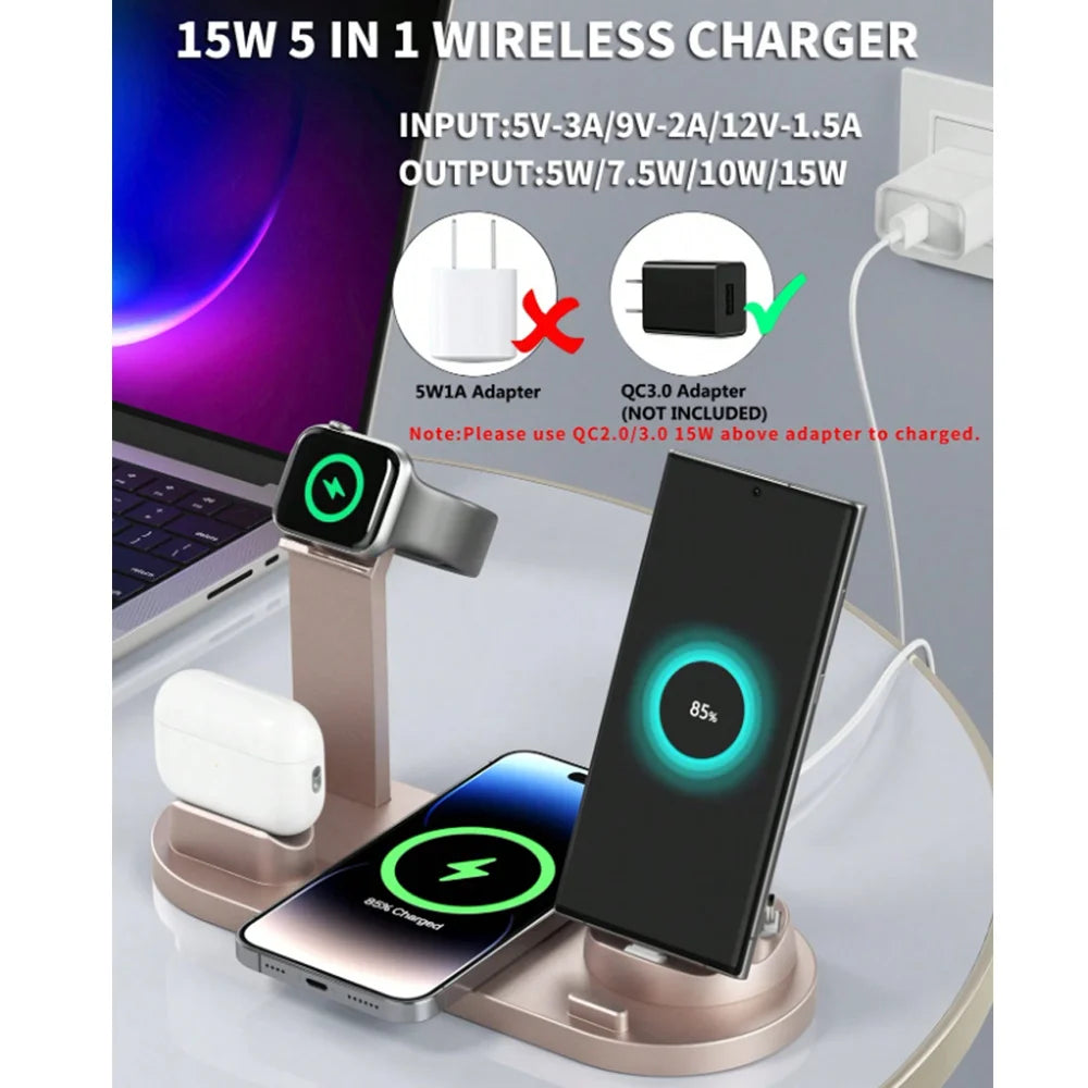 5 In 1 Wireless Charging Stand Pad