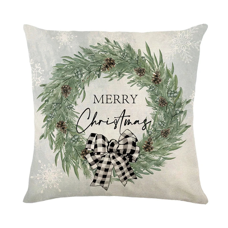 Linen Merry Christmas Pillow Cover 45x45cm