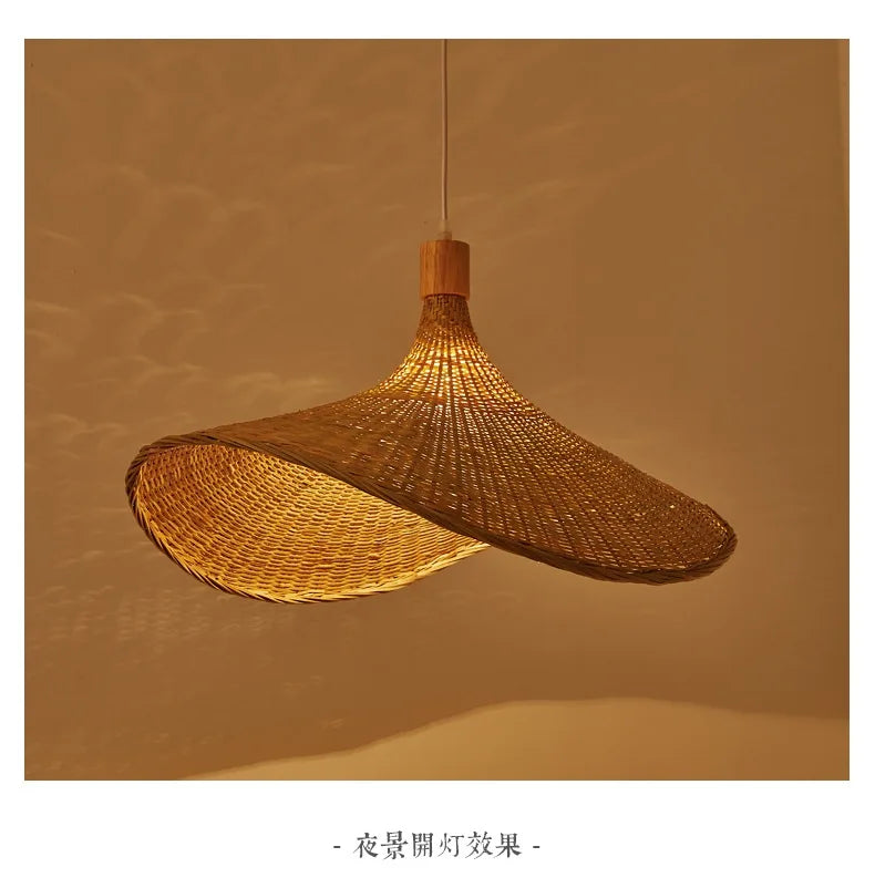 Bamboo Hanging Lamp Pendant Ceiling Light – Rattan Wicker Hand-Knit Braiding Suspended Light for Dining & Home Decor