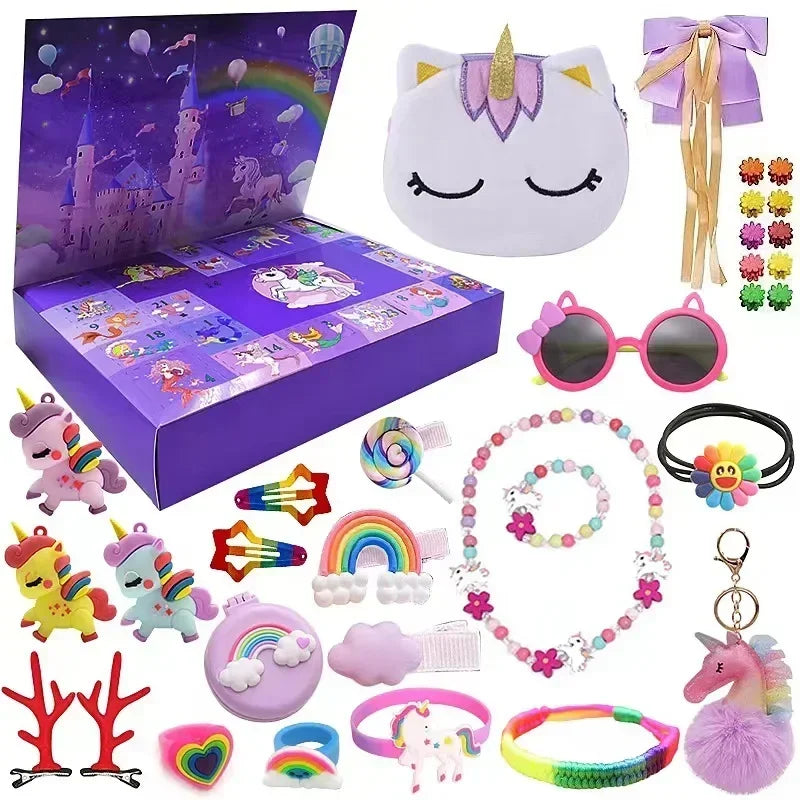 Christmas Advent Calendar Box for Girls – DIY Jewelry, Hairpin & Toy Gift Set