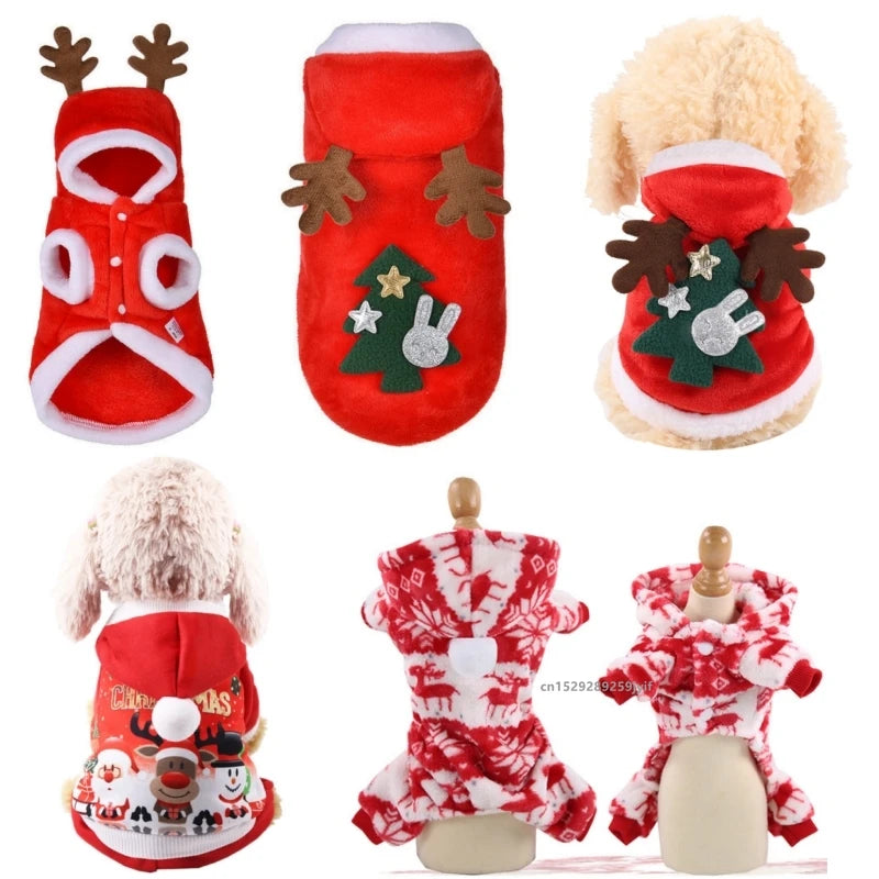 Winter Dog Christmas Jumpsuit – Warm Pet Jacket for Small & Medium Dogs, Cats, and Puppies