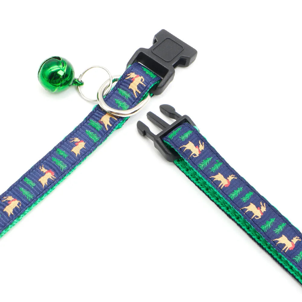 Adjustable Pet Collar with Bell – Christmas Design for Cats & Dogs