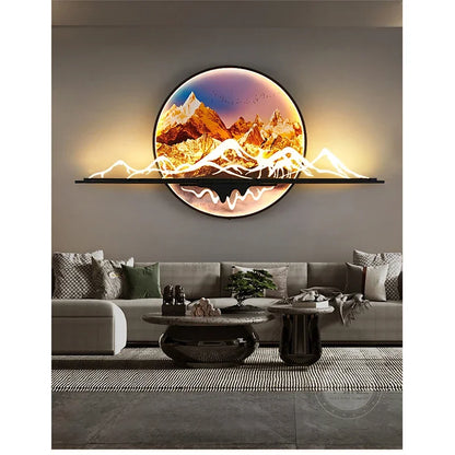 BRIGHT Modern Picture Wall Light – LED Chinese Landscape Mural Lamp for Living Room, Study, Bedroom & Home Decor