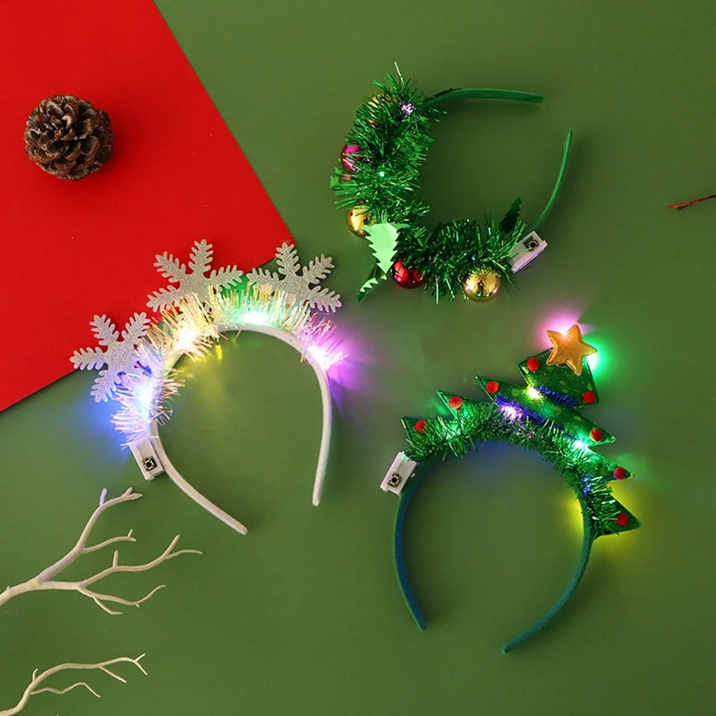 LED Christmas Headband – Snowflake & Xmas Tree Hair Band for 2024 Holiday Decor & Gifts