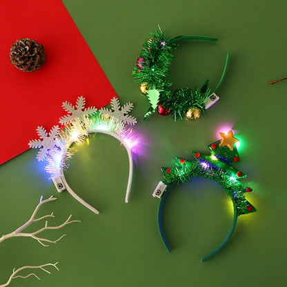 LED Christmas Headband – Snowflake & Xmas Tree Hair Band for 2024 Holiday Decor & Gifts