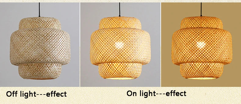 Bamboo Pendant Lamp E27 – Hand Knitted Chinese Style Weaving Hanging Light 30cm | Restaurant & Home Decor Lighting Fixture