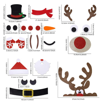 Festive Felt Christmas Door & Window Stickers – Snowman, Santa Claus, and Elk