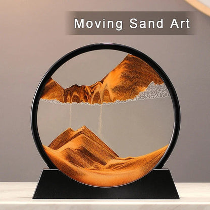 3D Moving Sand Art Picture – Round Glass Deep Sea Hourglass Sandscape for Home Decor & Gifts