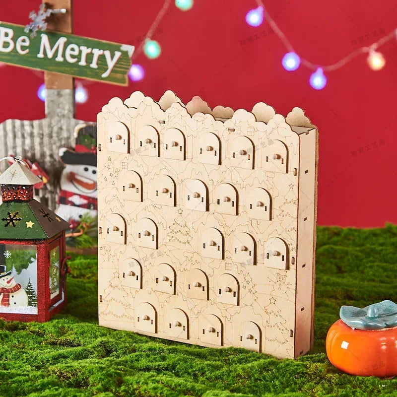 Creative Wooden Christmas Countdown Calendar with LED Lights – Advent Swing Decoration