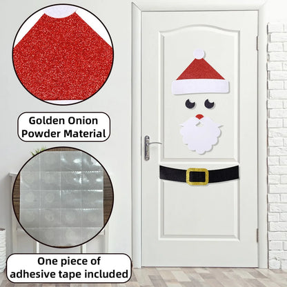 Festive Felt Christmas Door & Window Stickers – Snowman, Santa Claus, and Elk