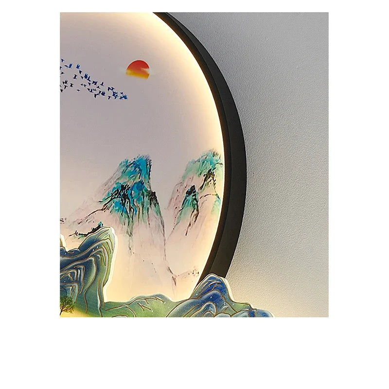 BRIGHT Modern Picture Wall Light – LED Chinese Landscape Mural Lamp for Living Room, Study, Bedroom & Home Decor