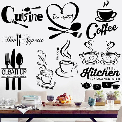 Coffee Wall Stickers – Decorative Vinyl Decals for Kitchen & Dining Room