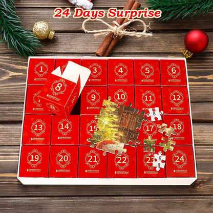 VATOS 2024 Advent Calendar Puzzle – 24-Day Santa Countdown Jigsaw for Kids – Christmas Stocking Stuffer Game & Toy Gift