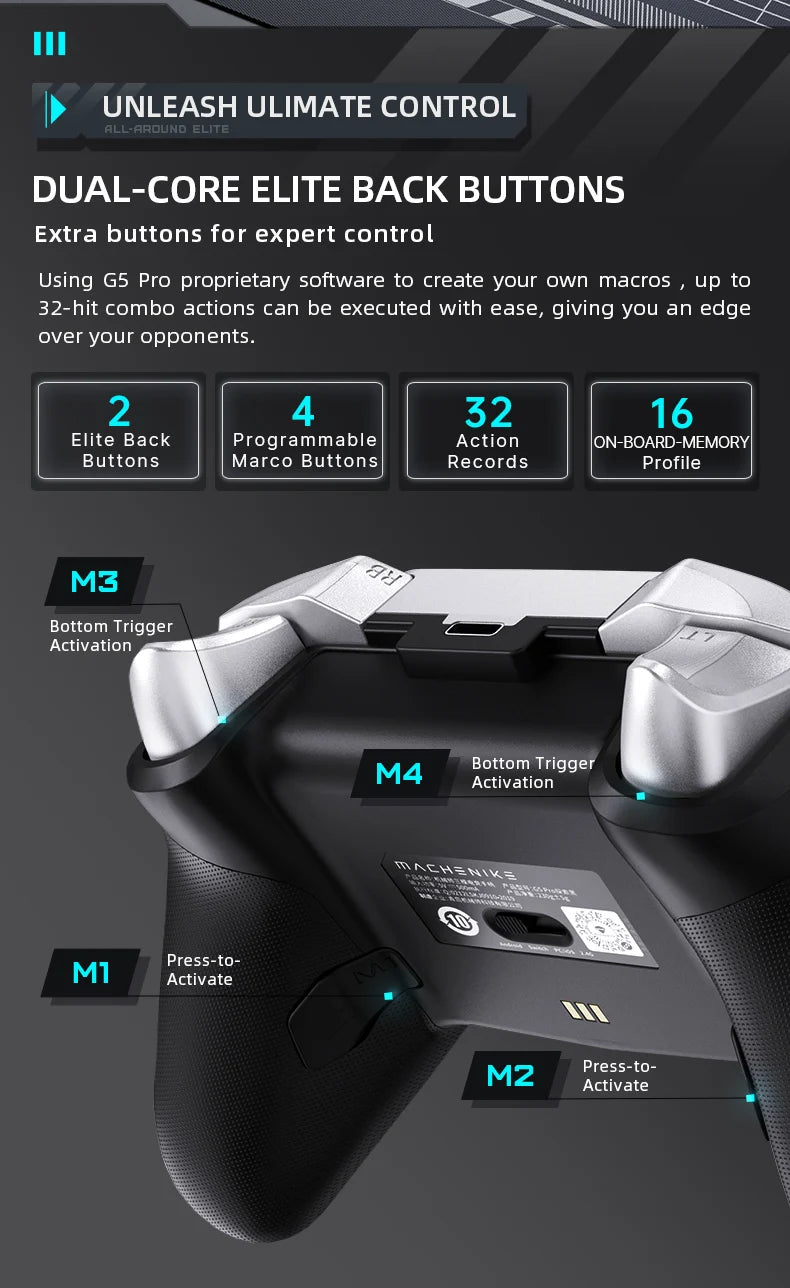 Gamepad Wireless Gaming Controller – Machenike G5 Pro Elite with Hall Trigger Joystick & Mecha-Tactile Buttons for Switch, PC, Android, and iOS