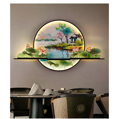 BRIGHT Modern Picture Wall Light – LED Chinese Landscape Mural Lamp for Living Room, Study, Bedroom & Home Decor