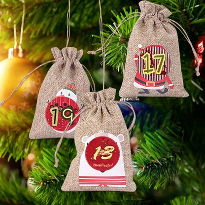 24-Piece Christmas Advent Calendar Gift Bags Set