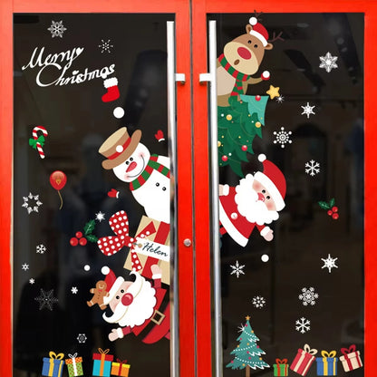 Christmas Wall & Window Stickers – 2024 Merry Christmas Home Decorations & New Year Ornaments